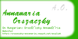 annamaria orszaczky business card